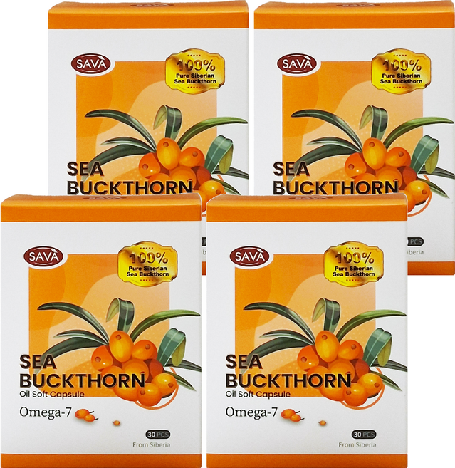 GREEN GOLD 台灣綠金 SAVA Sea Buckthorn Soft Capsule SAVA 沙棘果軟膠囊, 30顆, 21g, 4盒