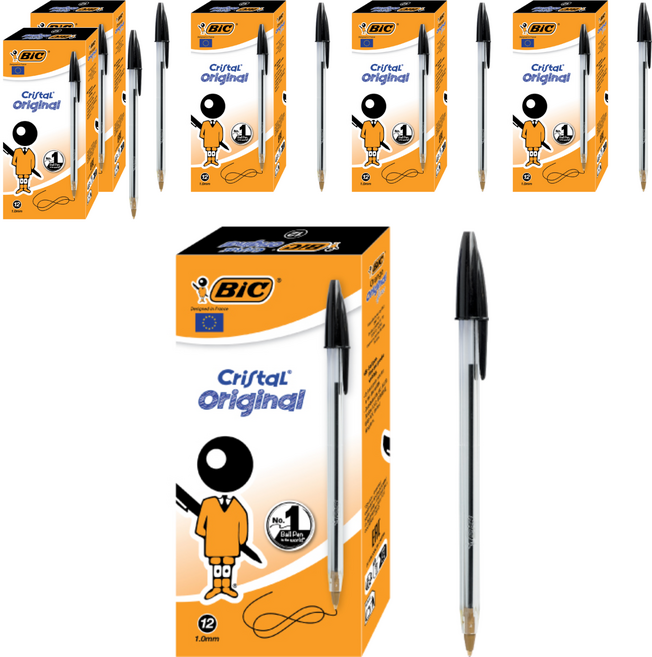 빅 크리스탈 볼펜 1mm, 블랙, 72개