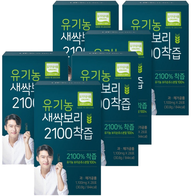 에이치엘사이언스 유기농 새싹보리 2100 착즙 분말, 30.8g, 6개