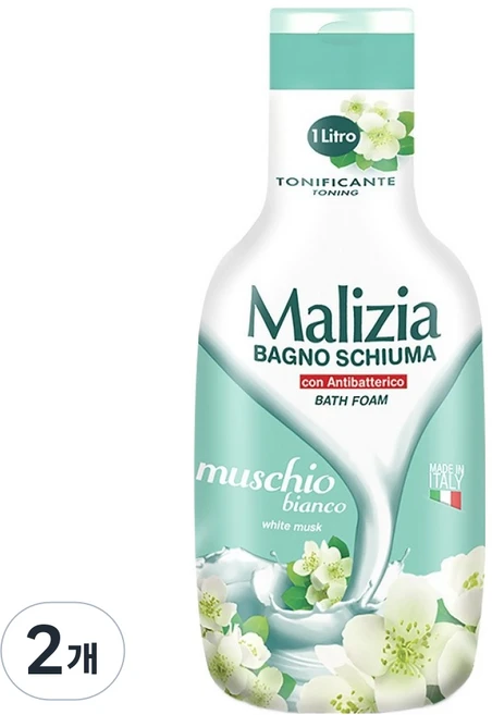 말리지아 배스폼 화이트 머스크 위드 안티박테리얼 바디워시 화이트 머스크향, 2개, 1L - 쿠팡