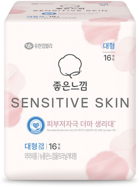 좋은느낌 센서티브 스킨 생리대 날개형, 대형, 16개입, 1개