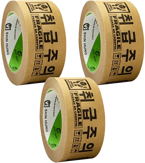 신흥테이프 크라프트 취급주의 테이프 5cm x 40m, 3개
