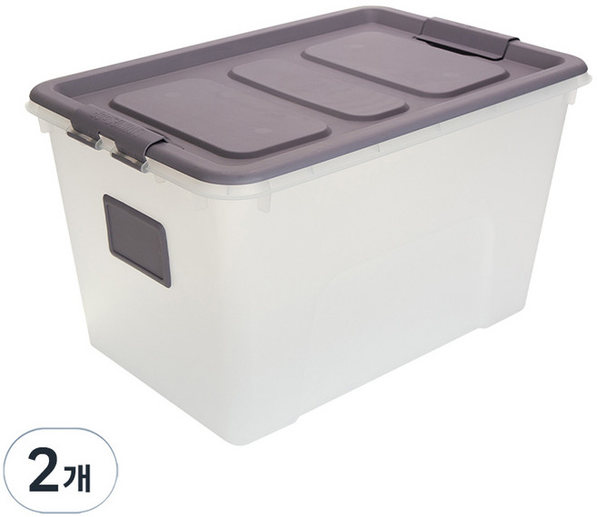 리빙숲 스퀘어 리빙박스, 그레이, 72L, 2개