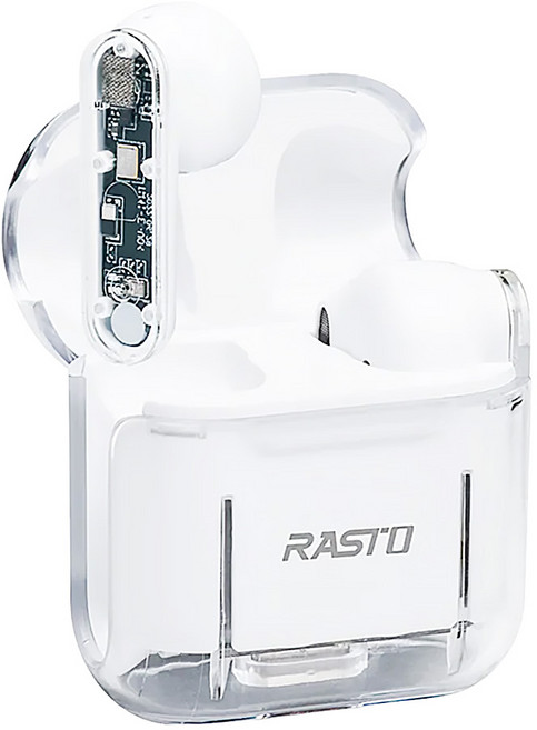 RASTO 透視款 Wireless 入耳式 無線耳機 Bluetooth 5.3 IPX4 Auto-pairing 4-5H Playtime 透明色 + 白色 RS52