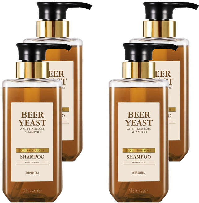 DeepGreenJ 啤酒酵母緩解掉髮症狀洗髮精, 4個, 500ml