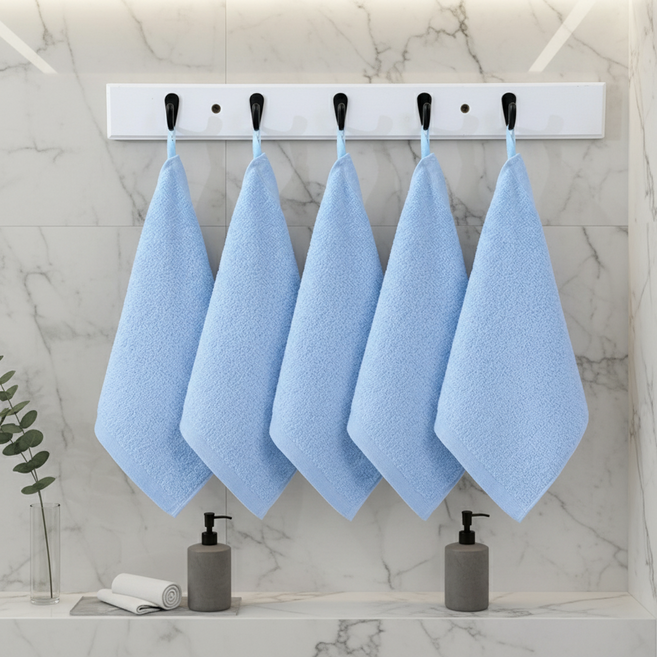 조인메이드 고리형 페이스 핸드 세면 타월 20 x 20 cm, 블루, 5개