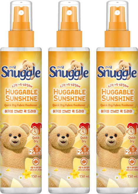 스너글 허거블 선샤인 퀵 드라이 섬유탈취제 본품, 150ml, 3개