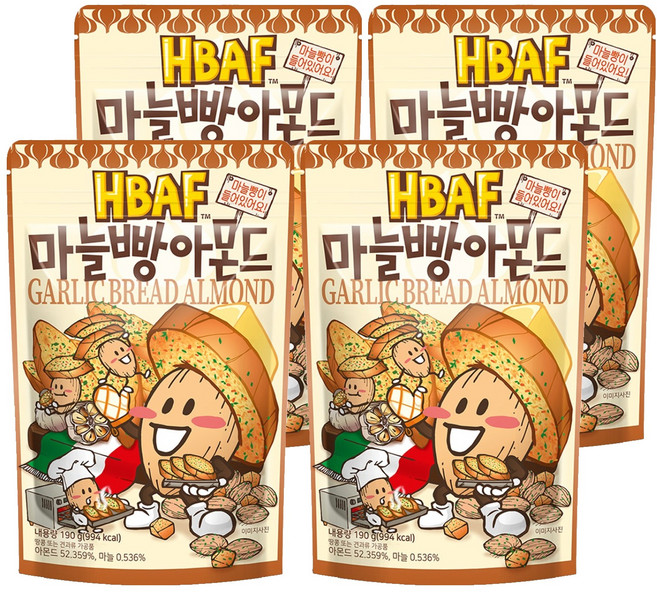 바프 마늘빵 아몬드, 190g, 4개