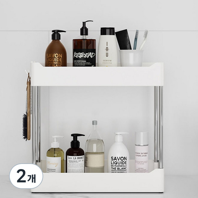 디오셀 깔끔정리 2단 선반, 화이트, 2개