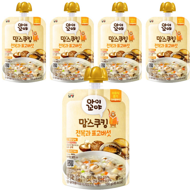 아이꼬야 맘스쿠킹 이유식 9개월부터, 전복과 표고버섯, 100g, 5개