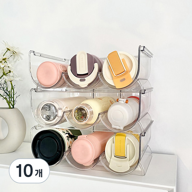 윈프라이스 텀블러 수납정리대 3구타입, 투명, 10개
