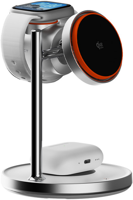 벤딕트 무선 충전 Qi2 3in1 맥세이프 거치대 에어로스테이션 클립패키지, 1개, 실버