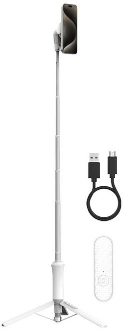 아라리 대형 맥세이프 블루투스 접이식 삼각대 셀카봉 맥피포드 프로 150cm, WS-23003-03, 화이트, 1개