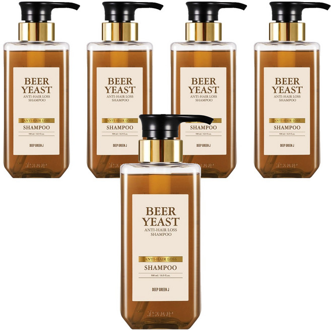 DeepGreenJ 啤酒酵母緩解掉髮症狀洗髮精, 5個, 500ml