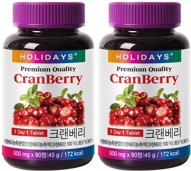 홀리데이즈 프리미엄 크랜베리 타블렛, 90정, 2개