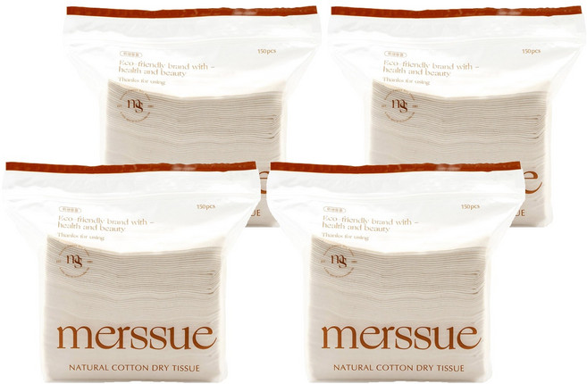 메르슈 무표백 순면 건티슈, 55g, 150개입, 4개