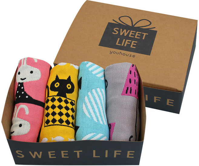 유하우스 스윗라이프 행주 핑크래빗 + 기프트블랙캣 + 써클캣스카이 + 빗방울그레이 세트 B, 1개