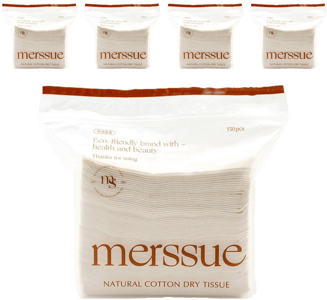 메르슈 무표백 순면 건티슈, 55g, 150개입, 5개