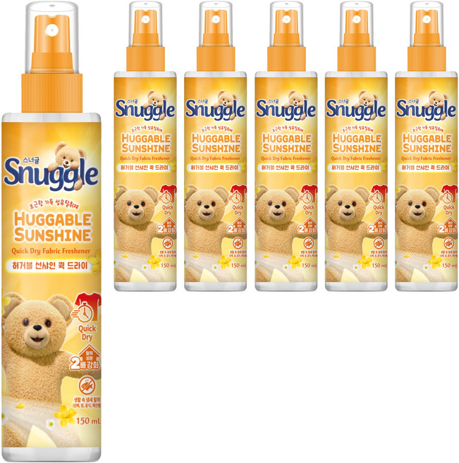 스너글 허거블 선샤인 퀵 드라이 섬유탈취제 본품, 150ml, 6개