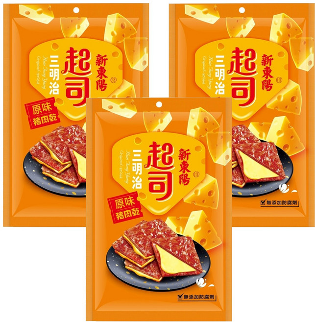 新東陽 起司三明治豬肉乾, 180g, 3包