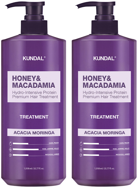 KUNDAL 昆黛爾 蜂蜜澳洲堅果保濕護髮乳 洋槐辣木花香, 1.058L, 2瓶