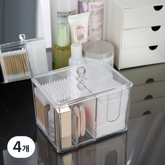 비타할로 화장솜 투명 케이스, 4개