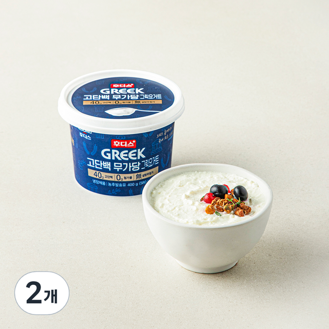 일동후디스 고단백 무가당 그릭요거트, 400g, 2개