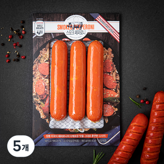 존쿡델리미트 스모크 페퍼로니 소시지, 5개, 180g