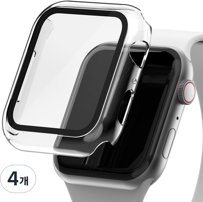 아이몰 애플워치 9H 강화유리 풀커버 프레임 케이스, 투명, 4개