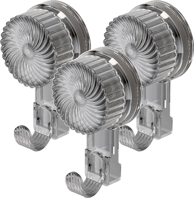 小麥購物 G794 輕奢吸盤掛勾, 透明黑, 3個