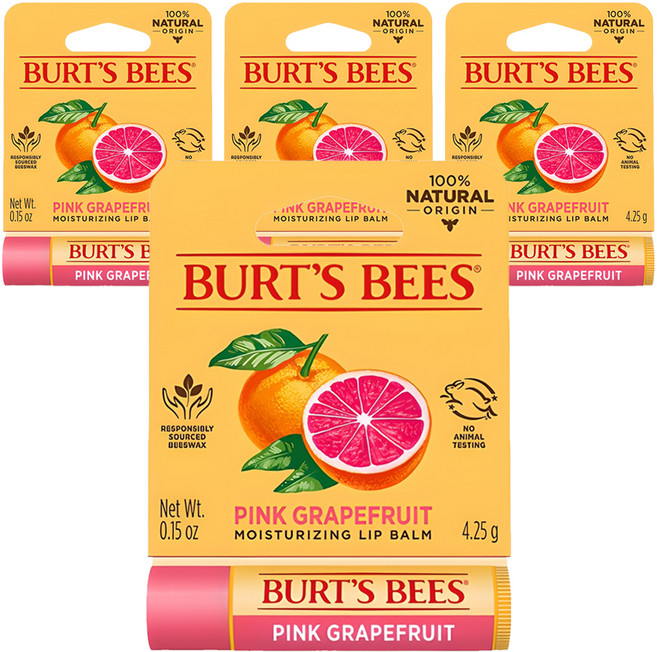 버츠비 모이스춰 라이징 립밤, 핑크 그레이프 후르츠, 4.25g, 4개