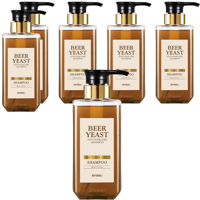 DeepGreenJ 啤酒酵母緩解掉髮症狀洗髮精, 6個, 500ml