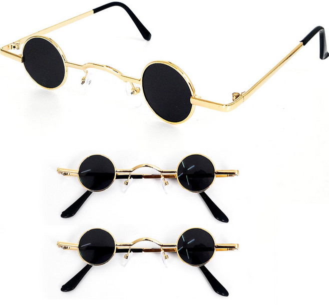 파티쇼 레트로 미니안경 금테, 3개, 블랙