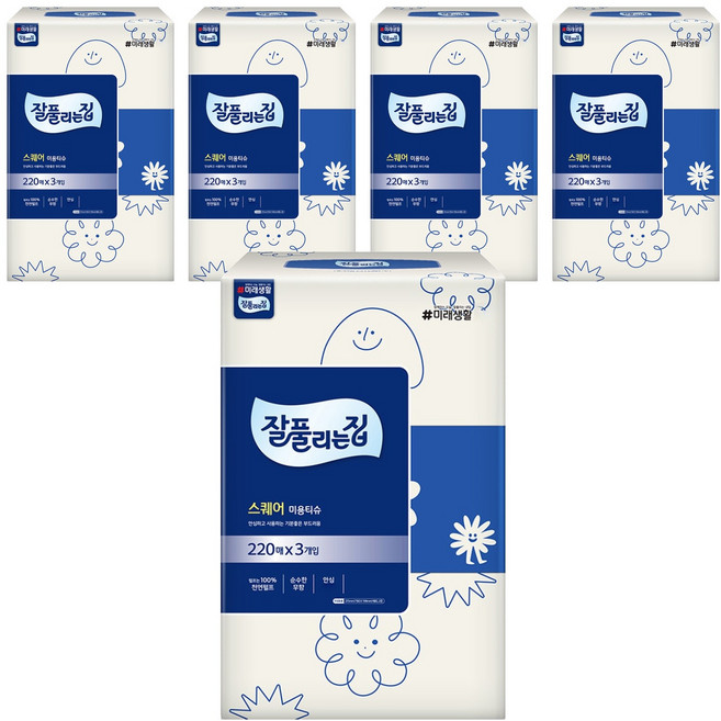 잘풀리는집 천연펄프 미용티슈 2겹, 15개, 220매