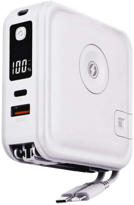 LaPO 全功能無線充電行動電源 11200mAh 43.12Wh, WT-08PCL, 柔霧白