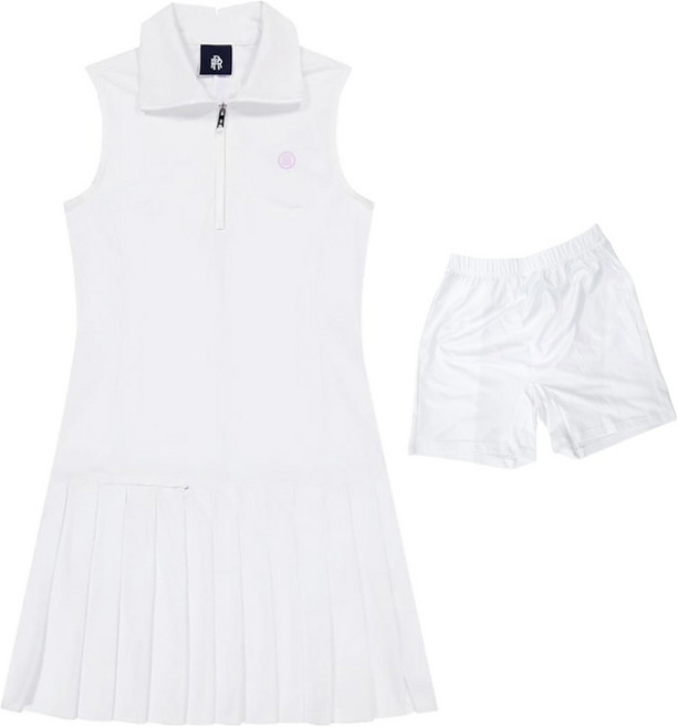 RAINMAKER 여성용 저지 플리츠 민소매 원피스 + 속바지 세트 R32WCO05