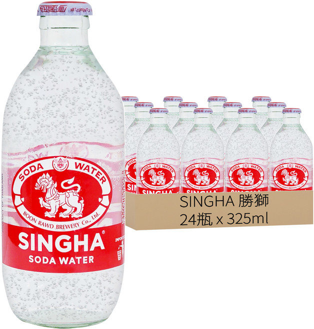 SINGHA 勝獅 蘇打氣泡水, 325ml, 24瓶