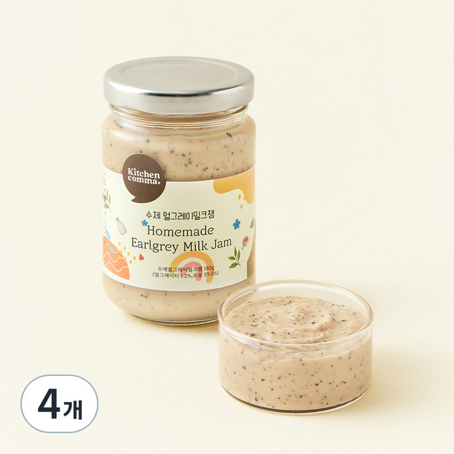 키친콤마 수제 얼그레이 밀크잼, 180g, 4개