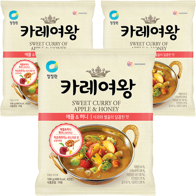 카레여왕 애플 & 허니, 108g, 3개