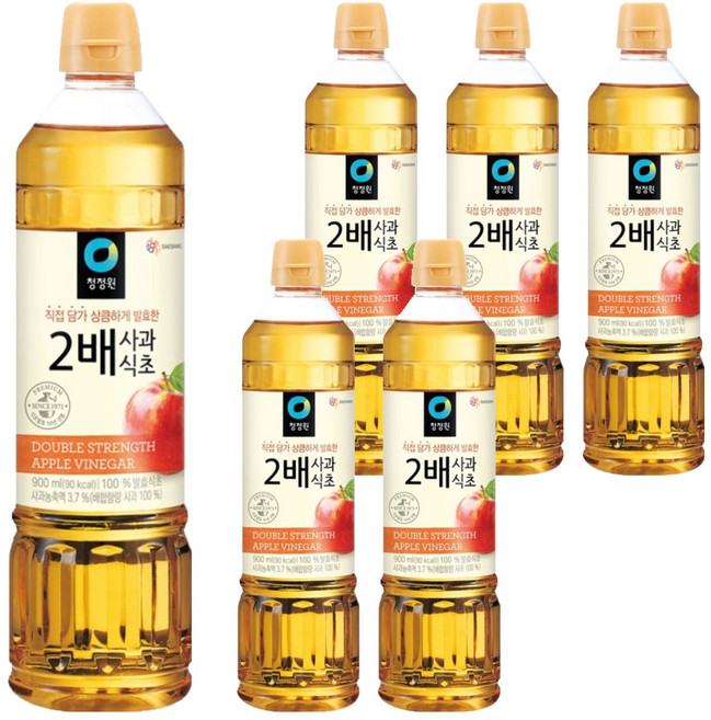 청정원 2배 사과식초, 900ml, 6개