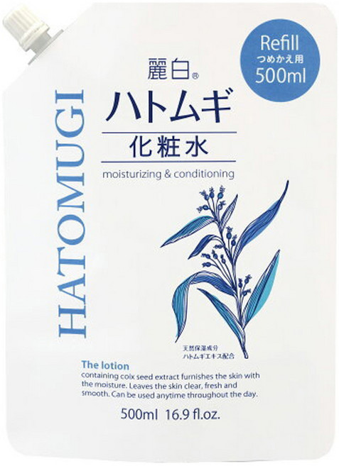 KUMANO 熊野油脂 麗白 薏仁化妝水 補充包, 500ml, 1瓶