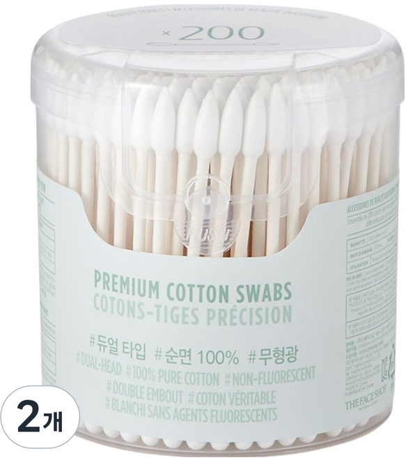 더페이스샵 데일리 뷰티툴즈 프리미엄 면봉, 혼합색상, 2개