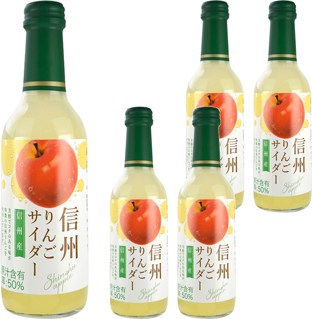 木村飲料 信州蘋果風味汽水, 240ml, 5瓶