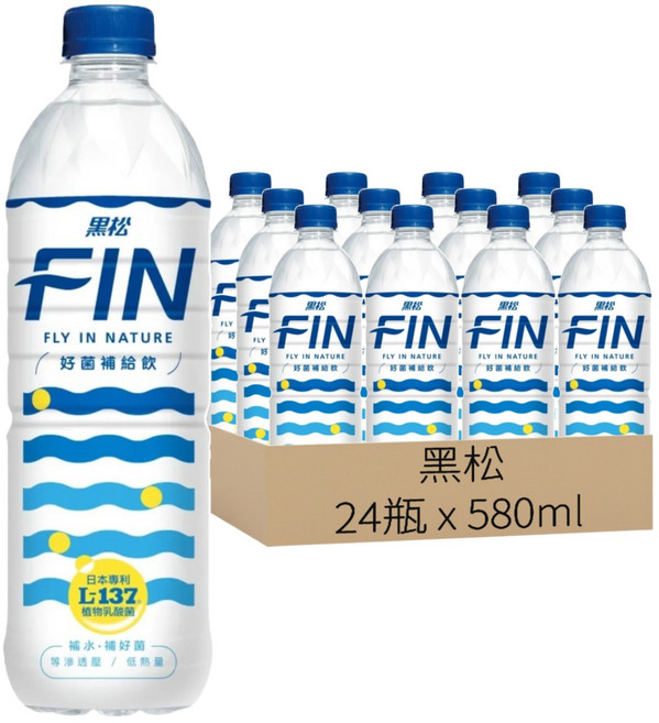 黑松 FIN 好菌補給飲, 580ml, 24瓶