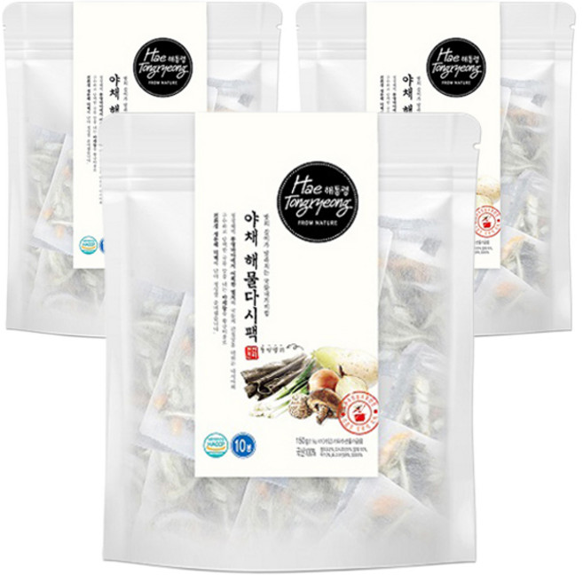 해통령 야채해물 다시팩 10p, 150g, 3개