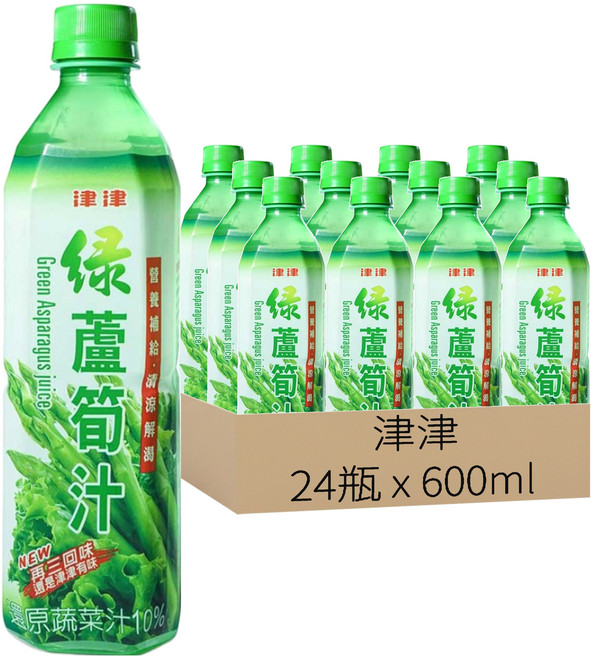 津津 綠蘆筍汁, 600ml, 24瓶