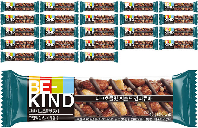 비카인드 다크초콜릿 씨솔트 견과류바, 24개, 40g