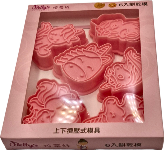 Betty's 焙蒂絲 獨角獸餅乾壓模 6個, 獨角獸 粉紅色, 1組