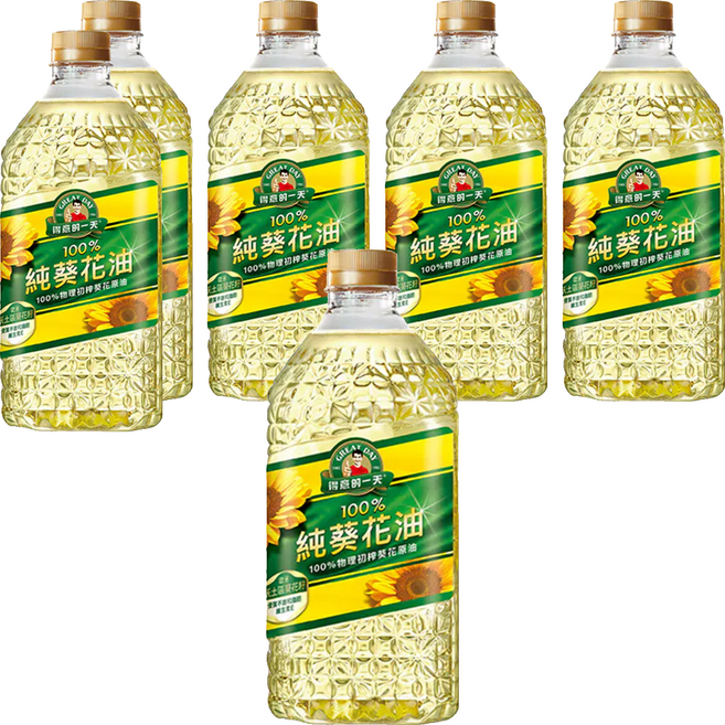 得意的一天 100%純葵花油, 2L, 6瓶