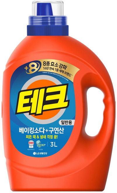 테크 베이킹소다 플러스 구연산 뉴 실내건조 액체세제 본품, 3L, 1개